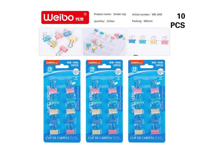 Clip de carpeta, 19 mm, 10 piezas