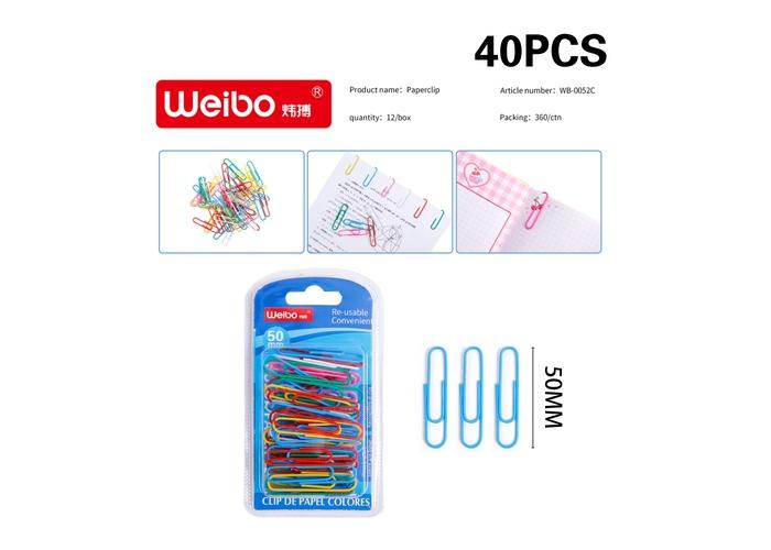 Clip de papel, 50 mm, color multicolor