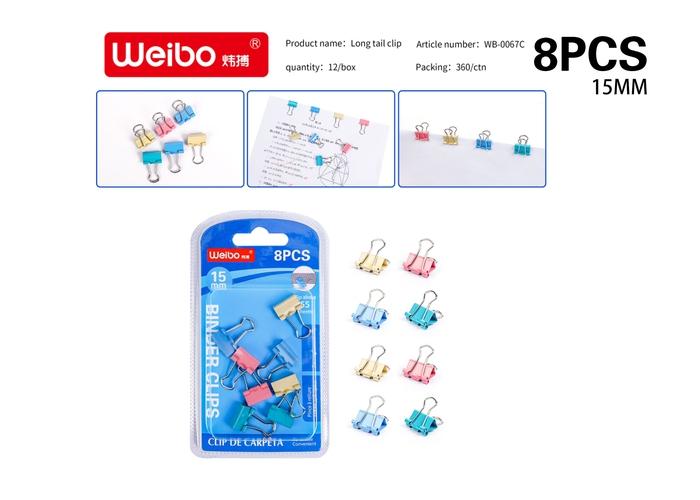 Clip de carpeta, 15 mm, color multicolor