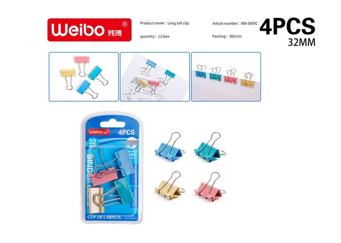 Clip de carpeta, 32 mm, color multicolor, modelo WB-0069C