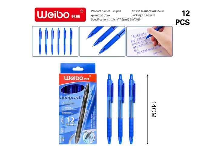 Pluma de gel, colores azul y negro, modelo WB-55538