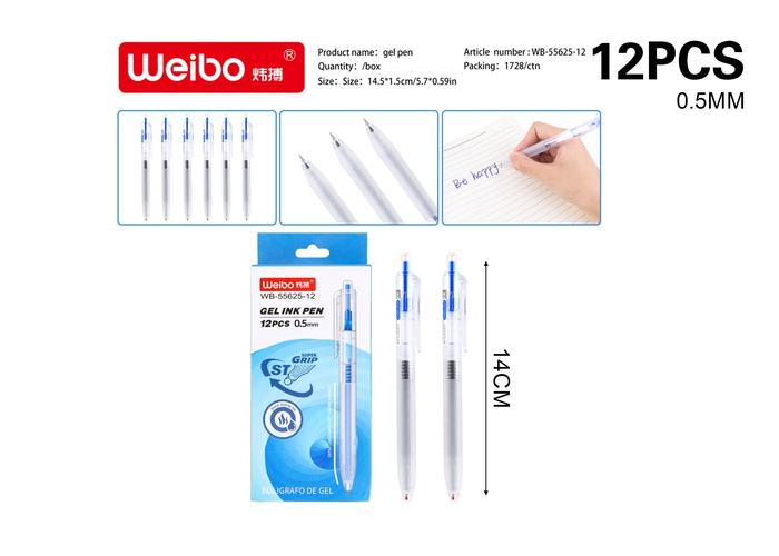 Pluma de gel, colores azul y negro, modelo WB-55625-12