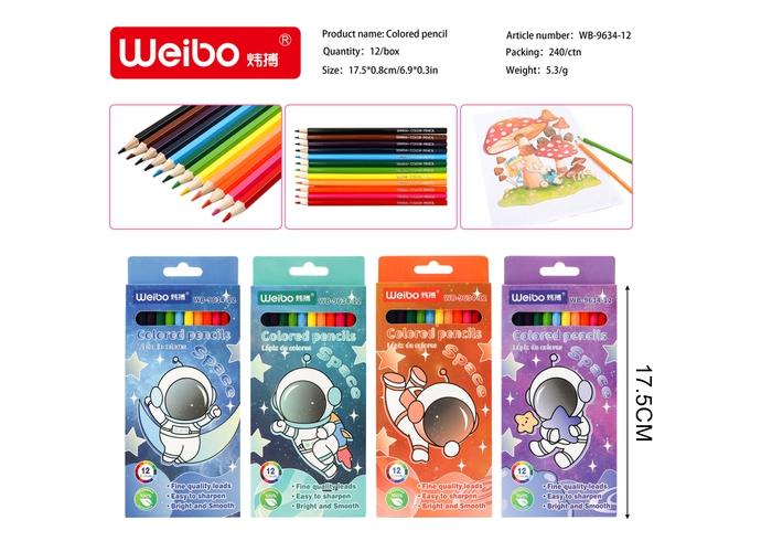 Lápices de colores, modelo WB-9634-12