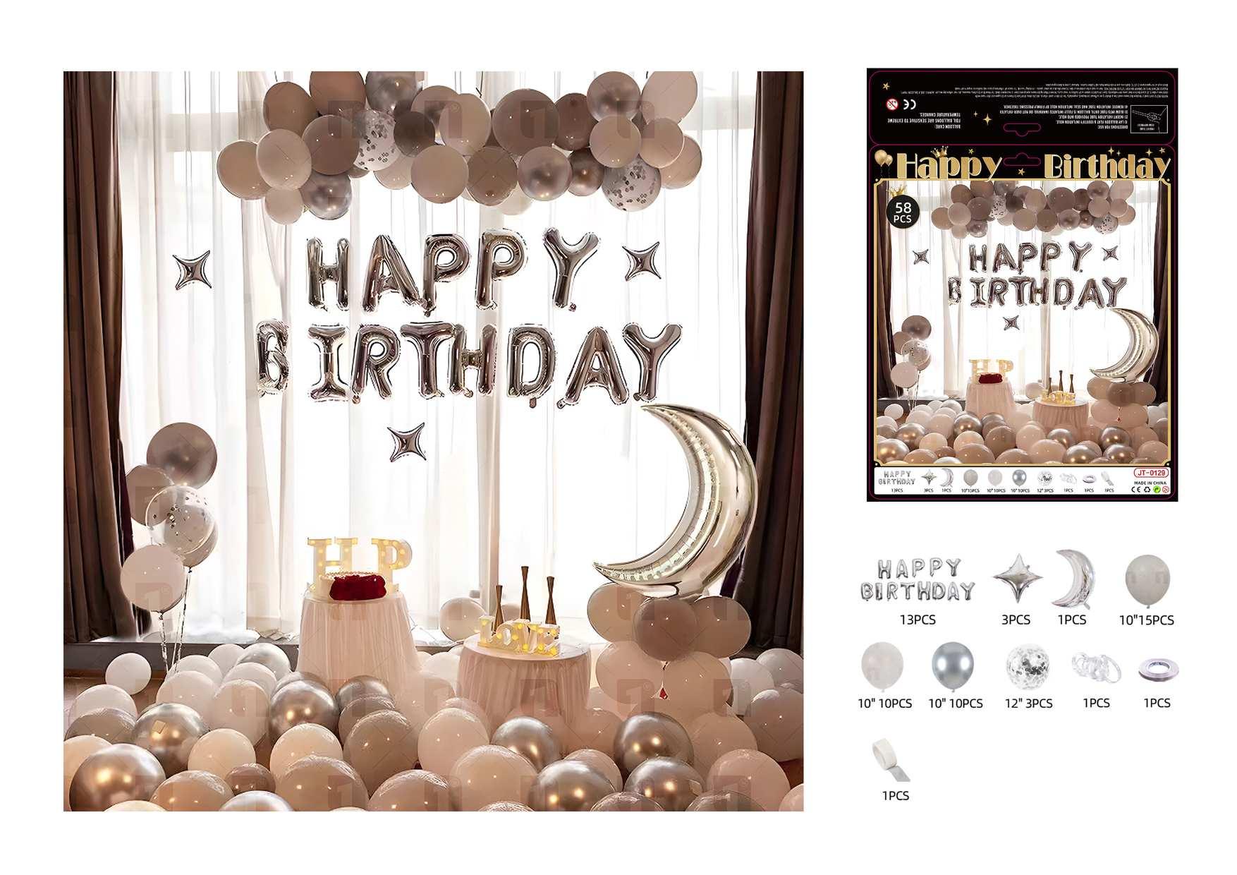 Globos de película de aluminio., 58 piezas, color gris