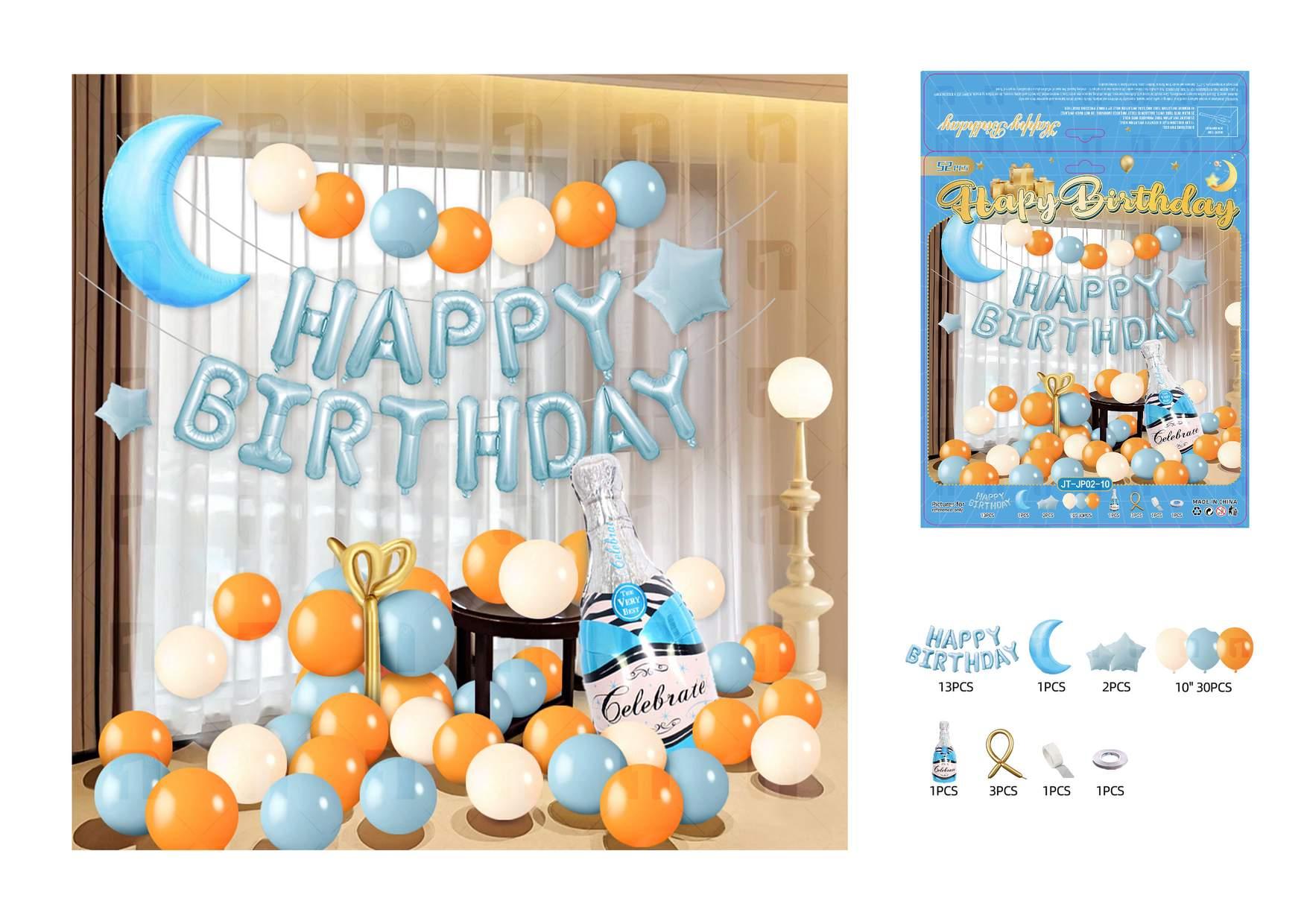 Globos de película de aluminio., 52 piezas, colores azul y naranja