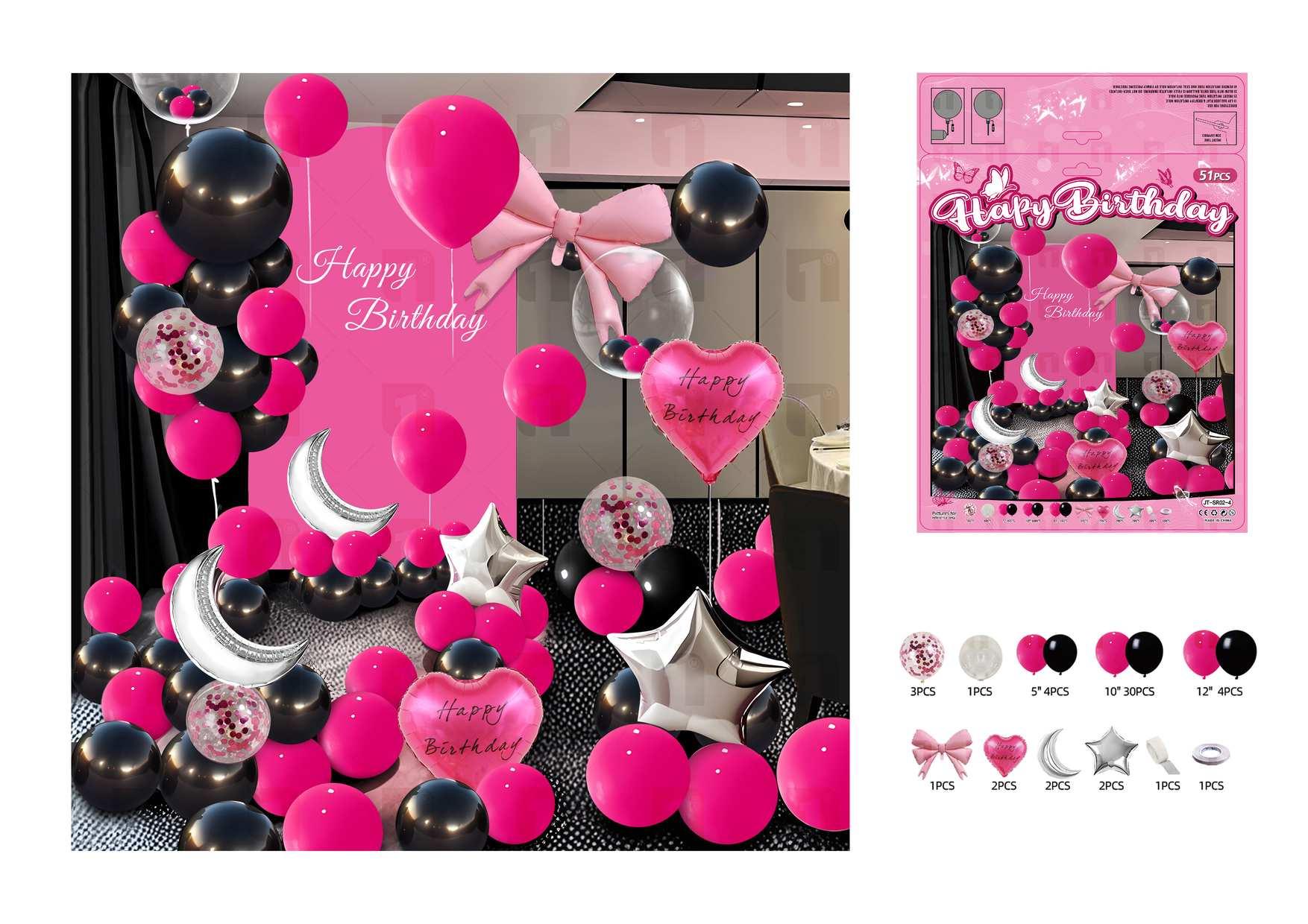 Globos de película de aluminio., 51 piezas, color negro, modelo JT-SR02-4
