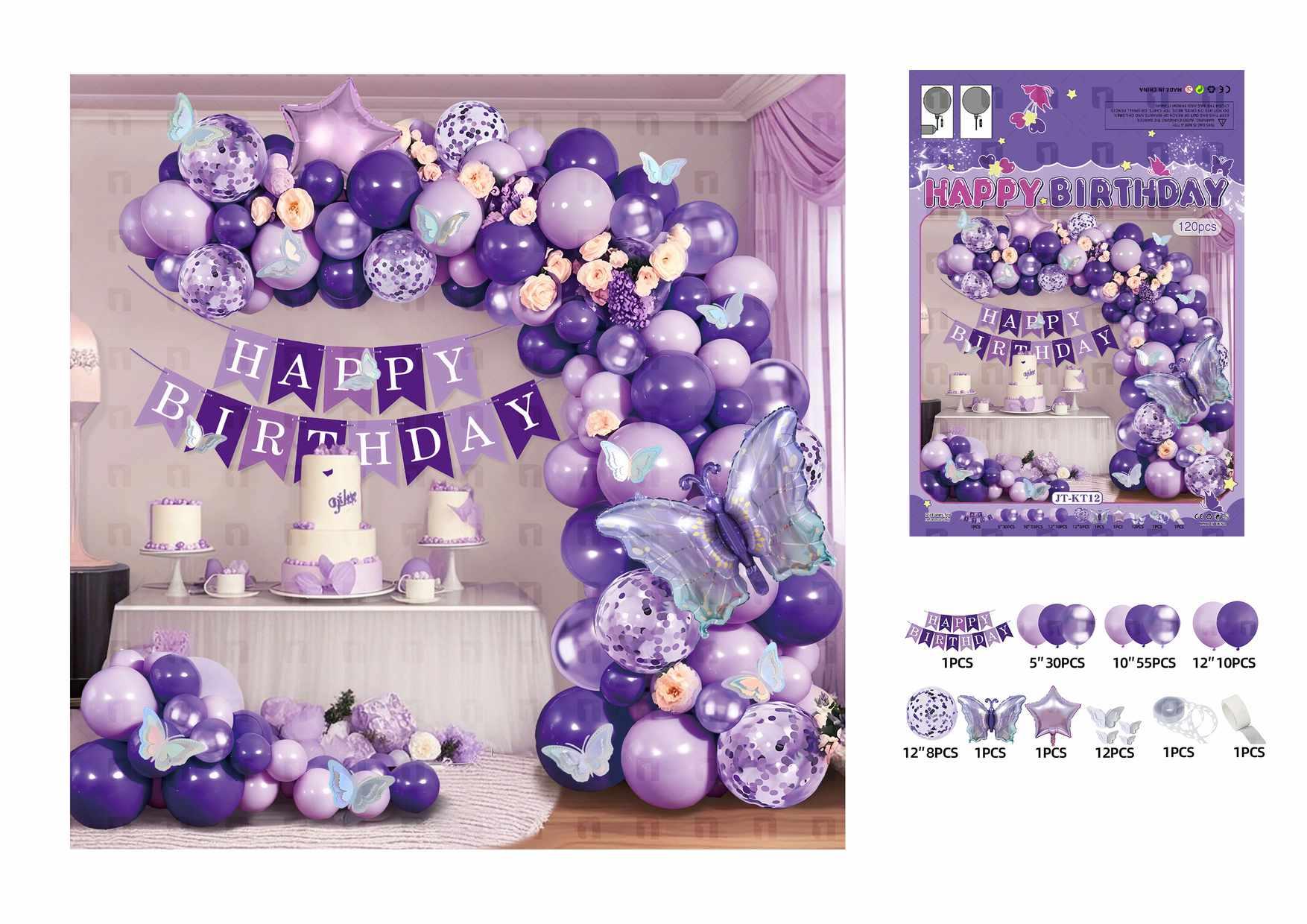 Globos de película de aluminio., 120 piezas, modelo JT-KT12