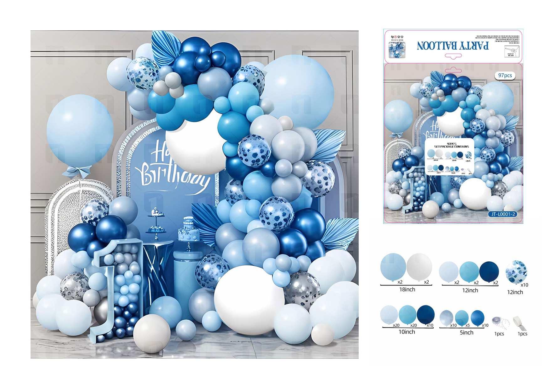 Globos de película de aluminio., 97 piezas, modelo JT-L0001-2