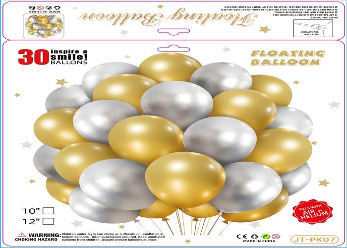 Globos de película de aluminio., 10 pulgadas, 30 piezas, modelo JT-PK07