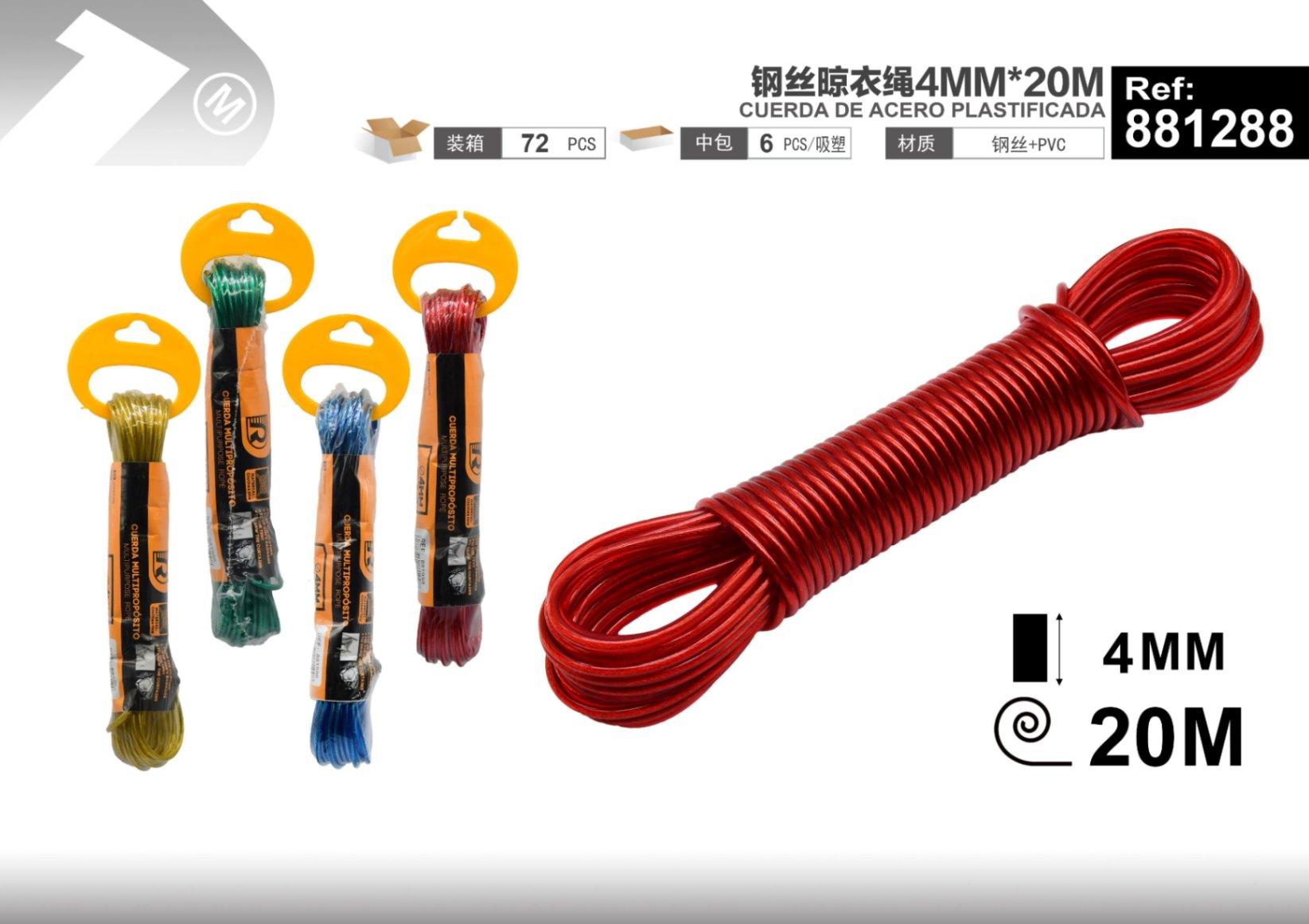 Cuerda para tender ropa, 4 mm, 20 m