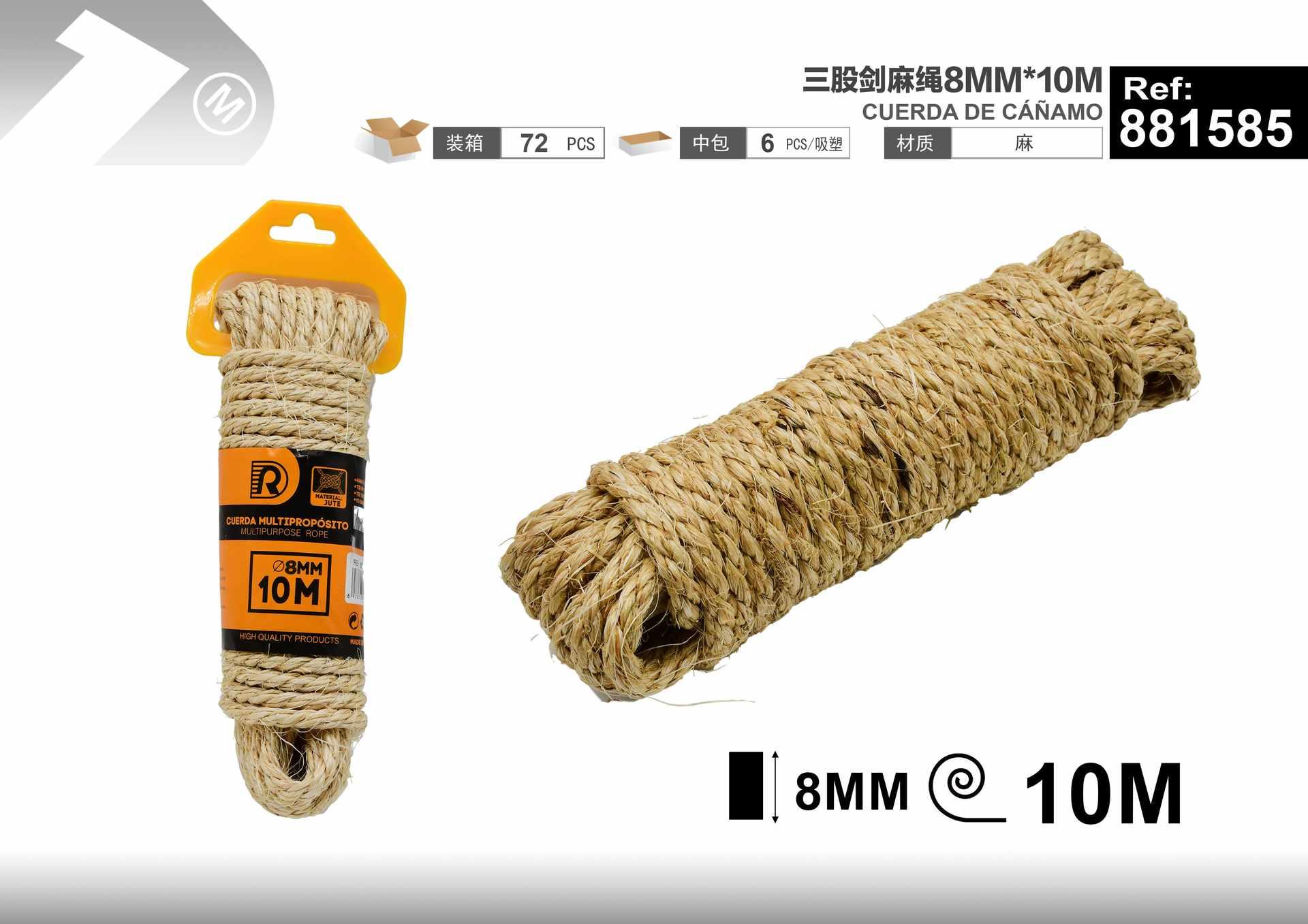Cuerda de cáñamo, 8 mm, 10 m, ref. 881585