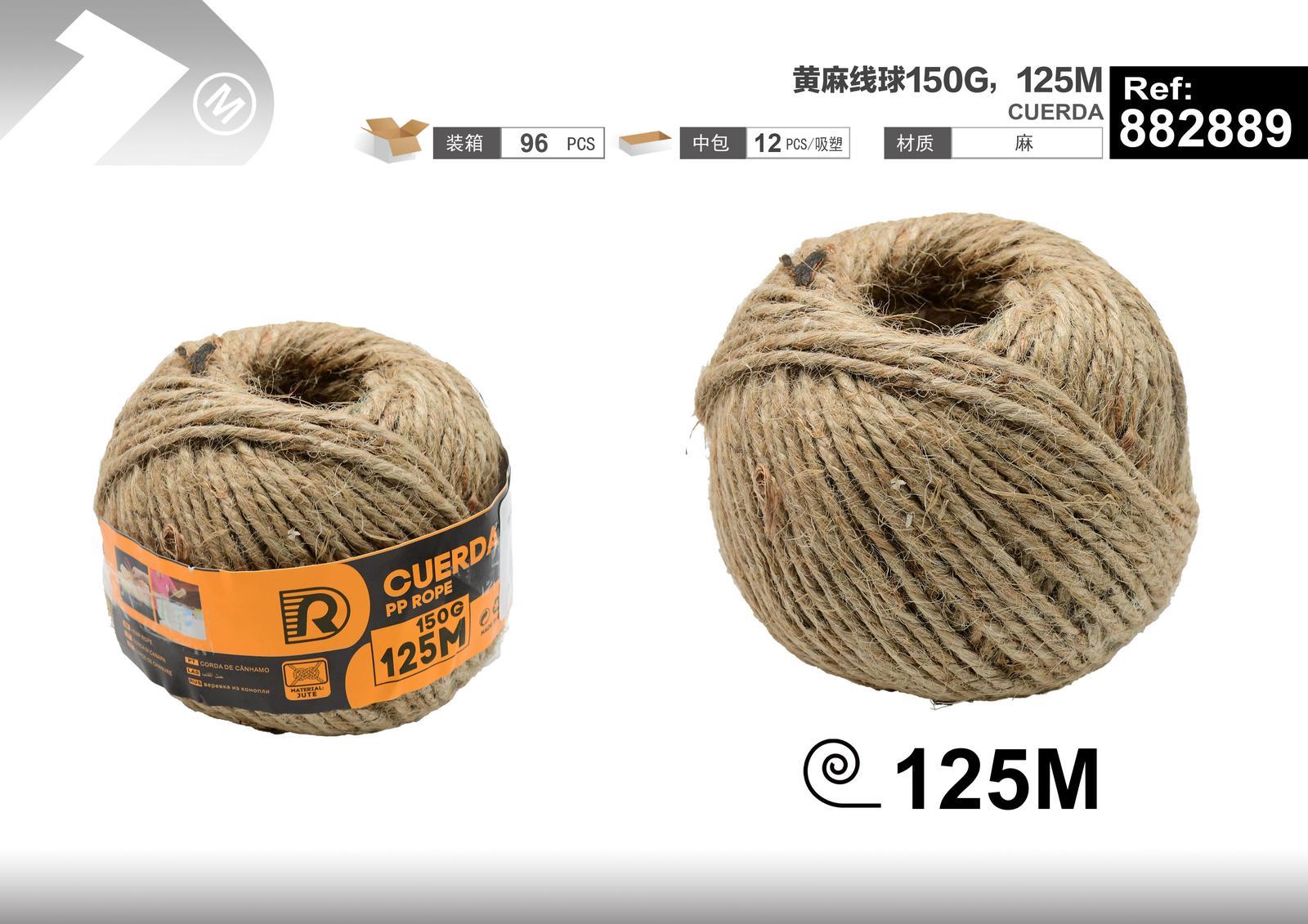 Cuerda de cáñamo, 150 g, 125 m, color amarillo