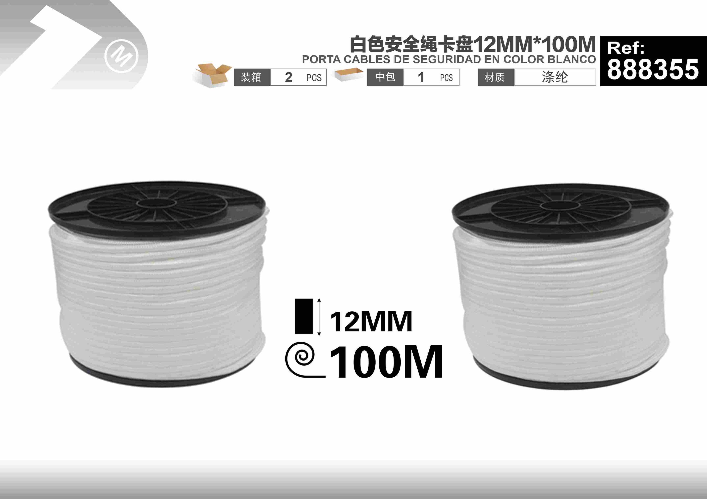 Cuerda enrollada, 12 mm, 100 m, color blanco