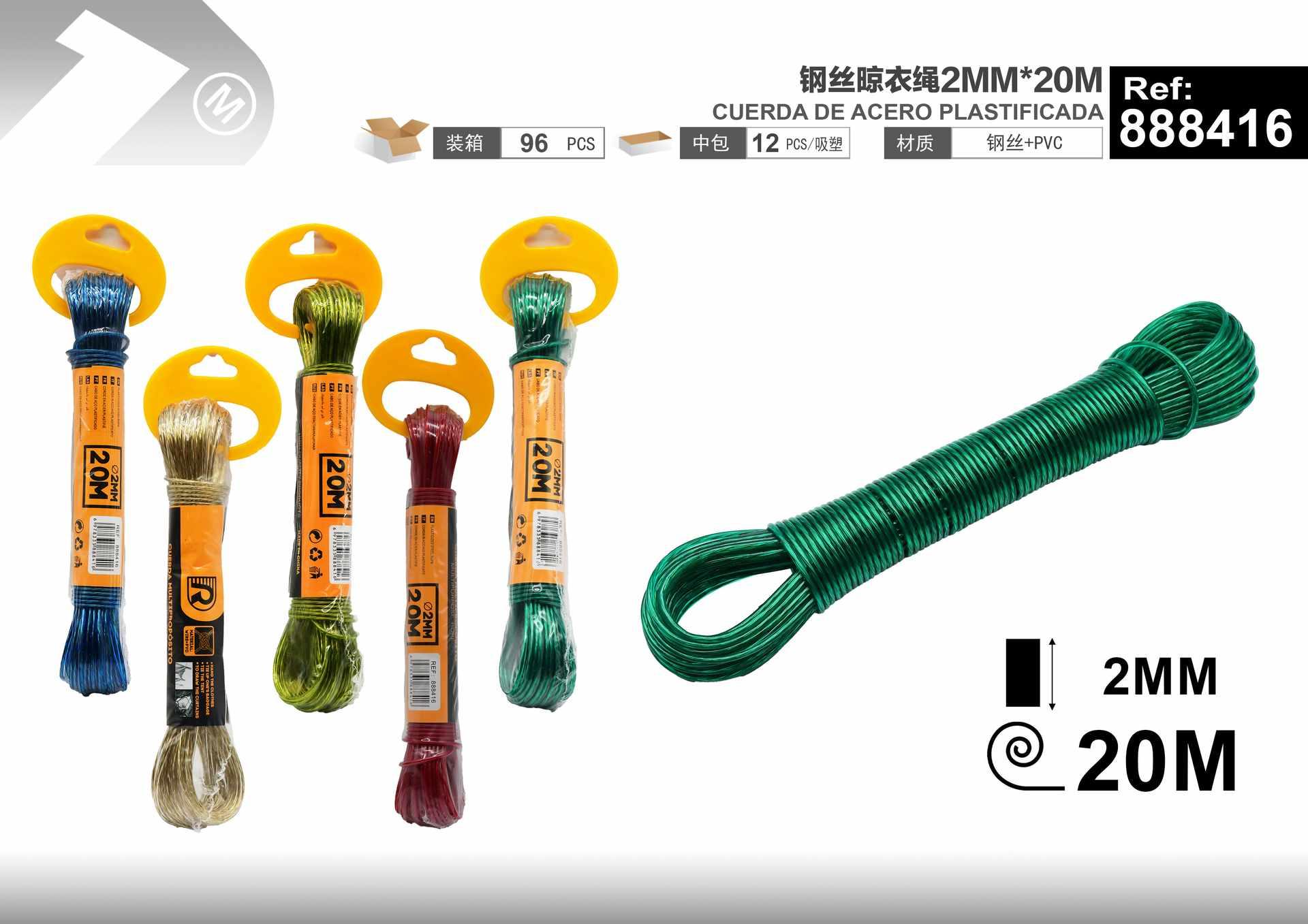 Cuerda para tender ropa, 2 mm, 20 m