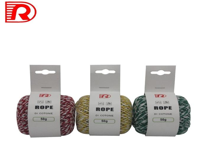 Cuerda de algodón, 50 g, 40 m, color bicolor