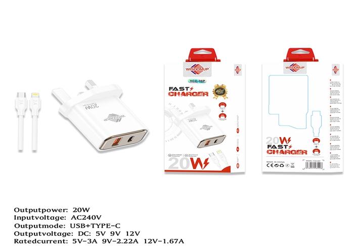 Cargador, 20 W, modelo YCD-06P