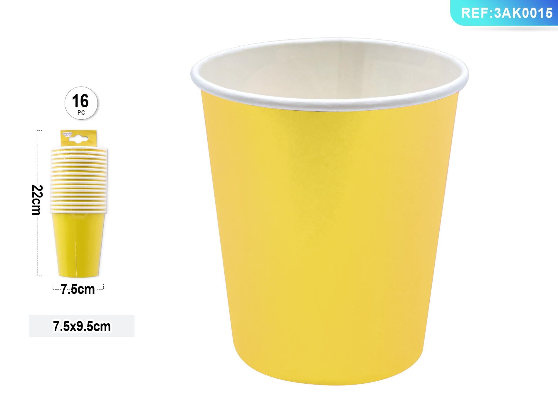 vasos de papel, 9,5 cm, 16 piezas, color amarillo