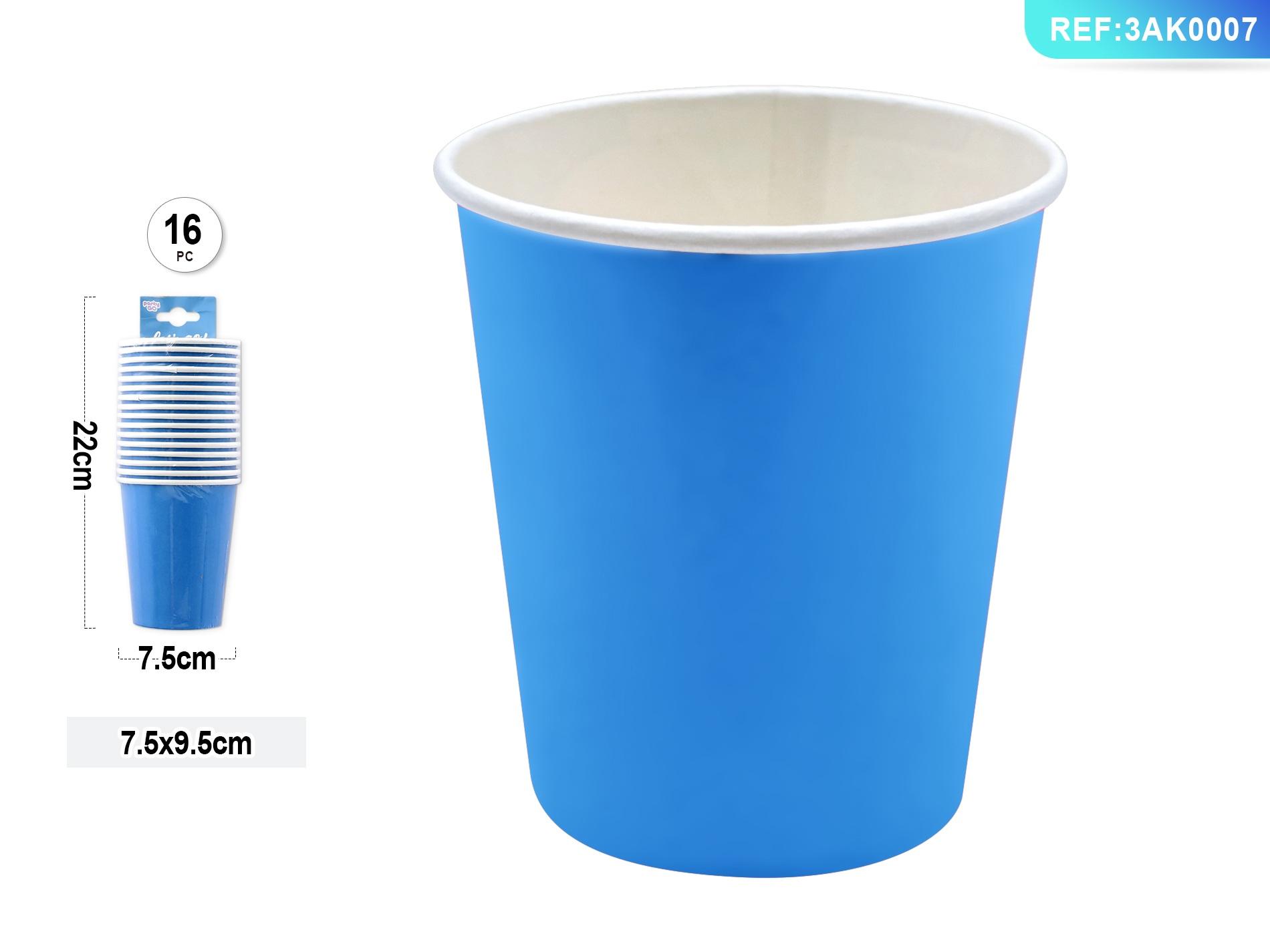 vasos de papel, 9,5 cm, 16 piezas, color azul