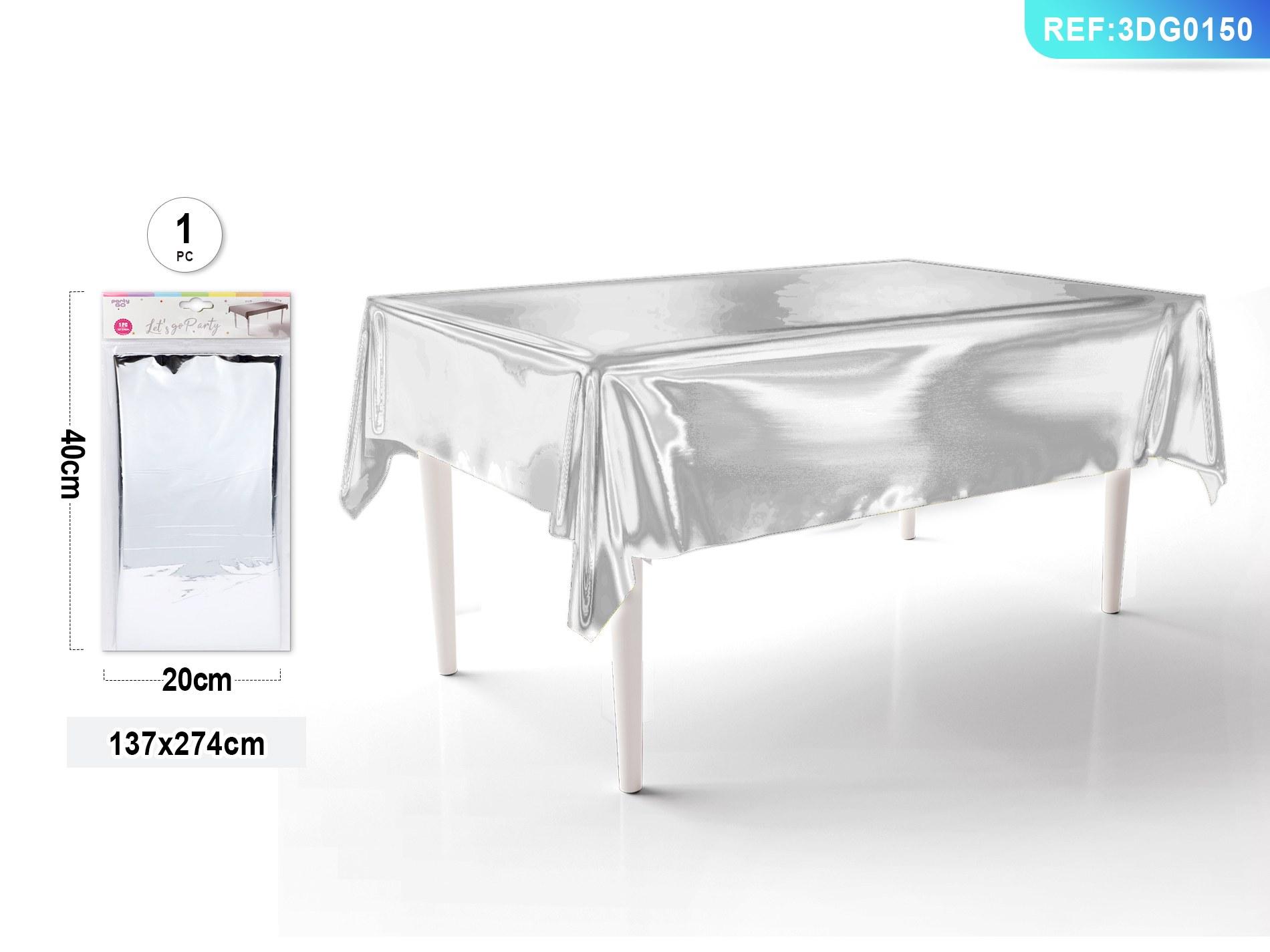 Mantel, 137 × 274 cm, color plateado