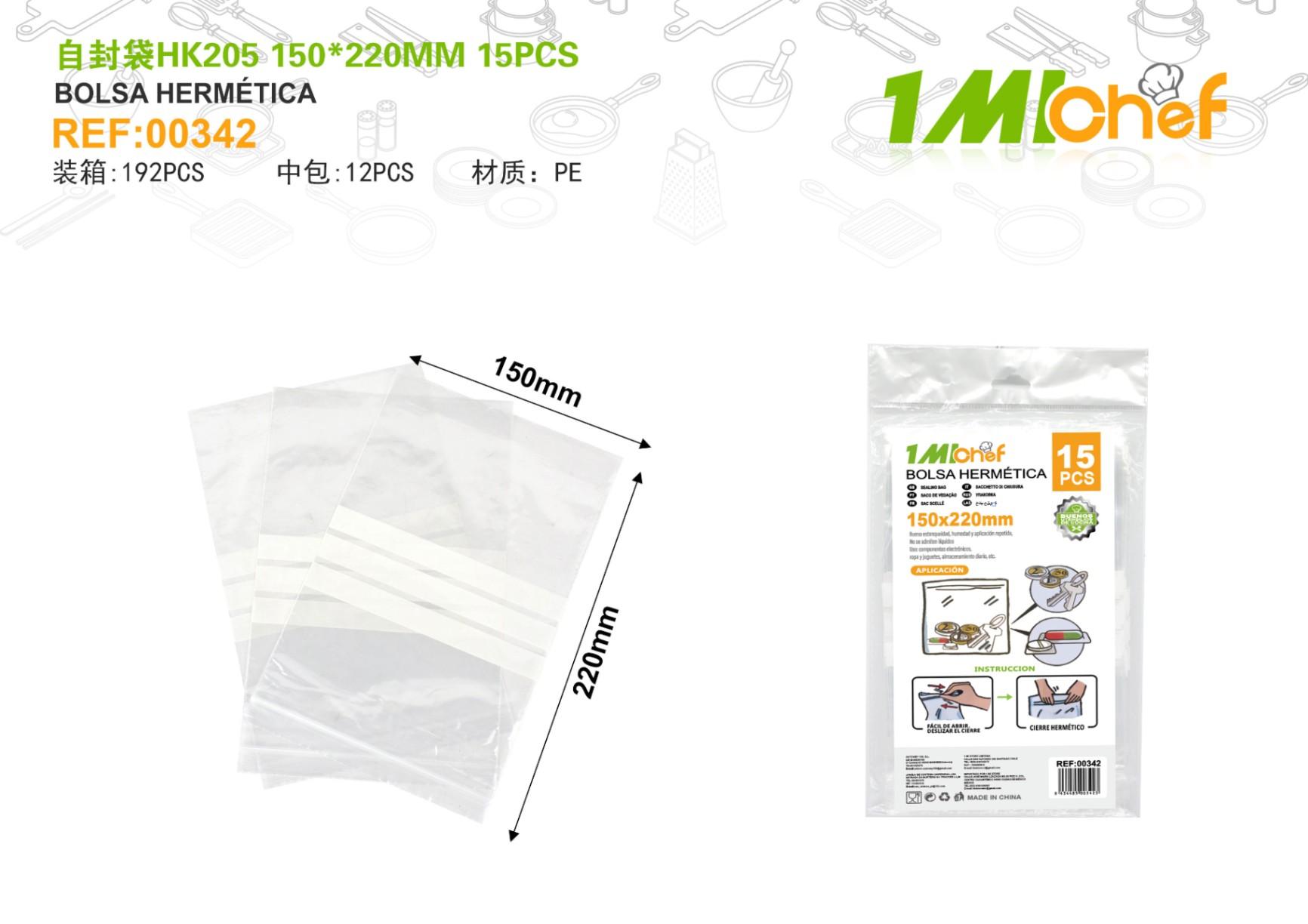 Bolsas para conservar alimentos, modelo HK205150, 15 piezas
