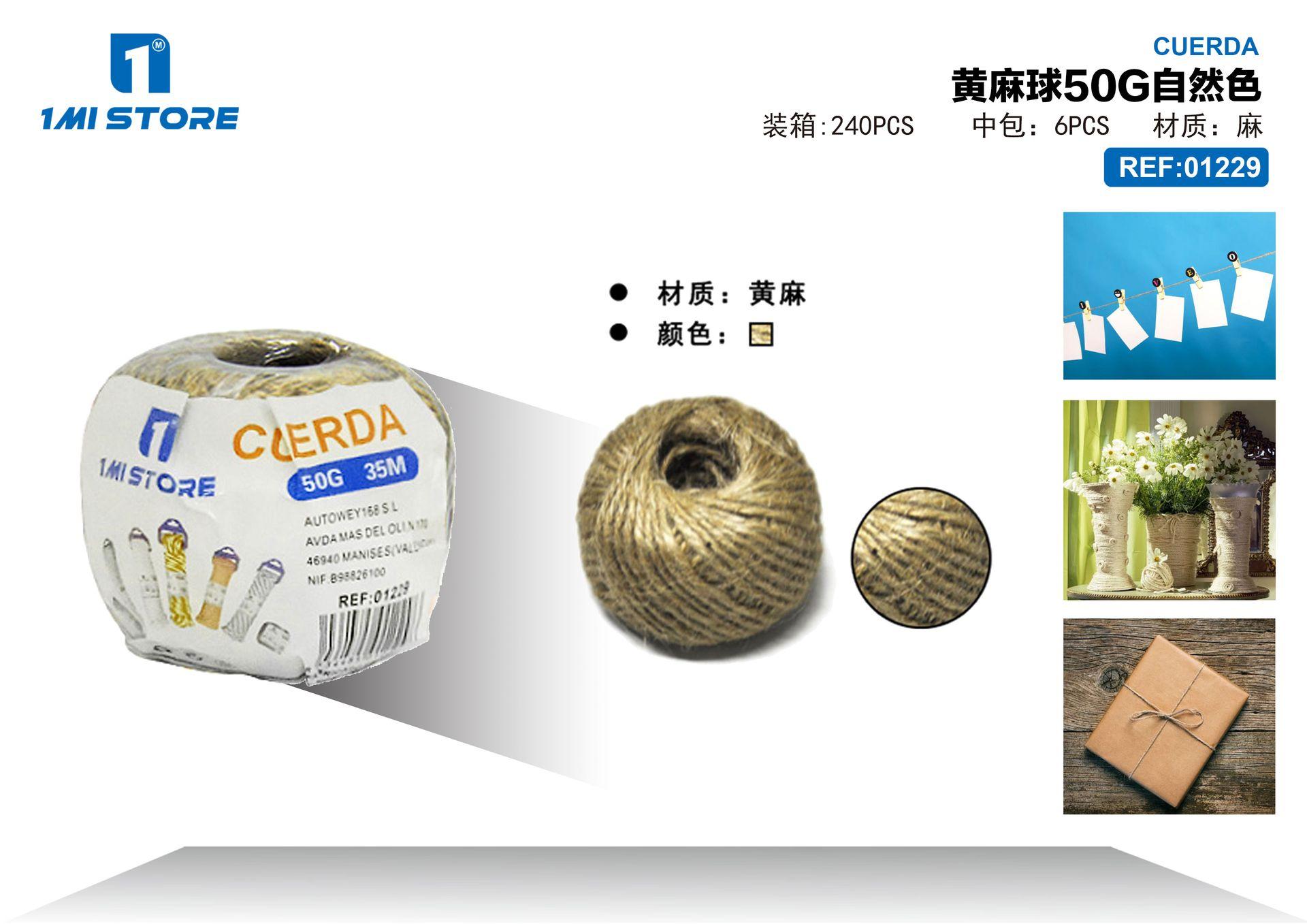 Cuerda de cáñamo, 50 g, color amarillo, ref. 01229