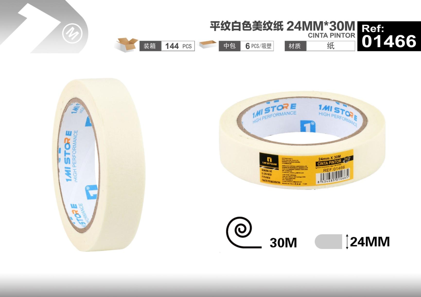 Cinta de enmascarar, 24 mm, 30 m, color blanco