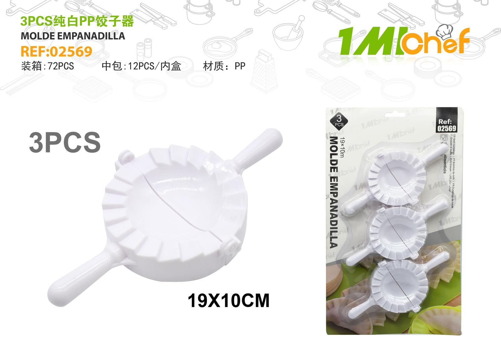 Molde para dumplings, 3 piezas, color blanco