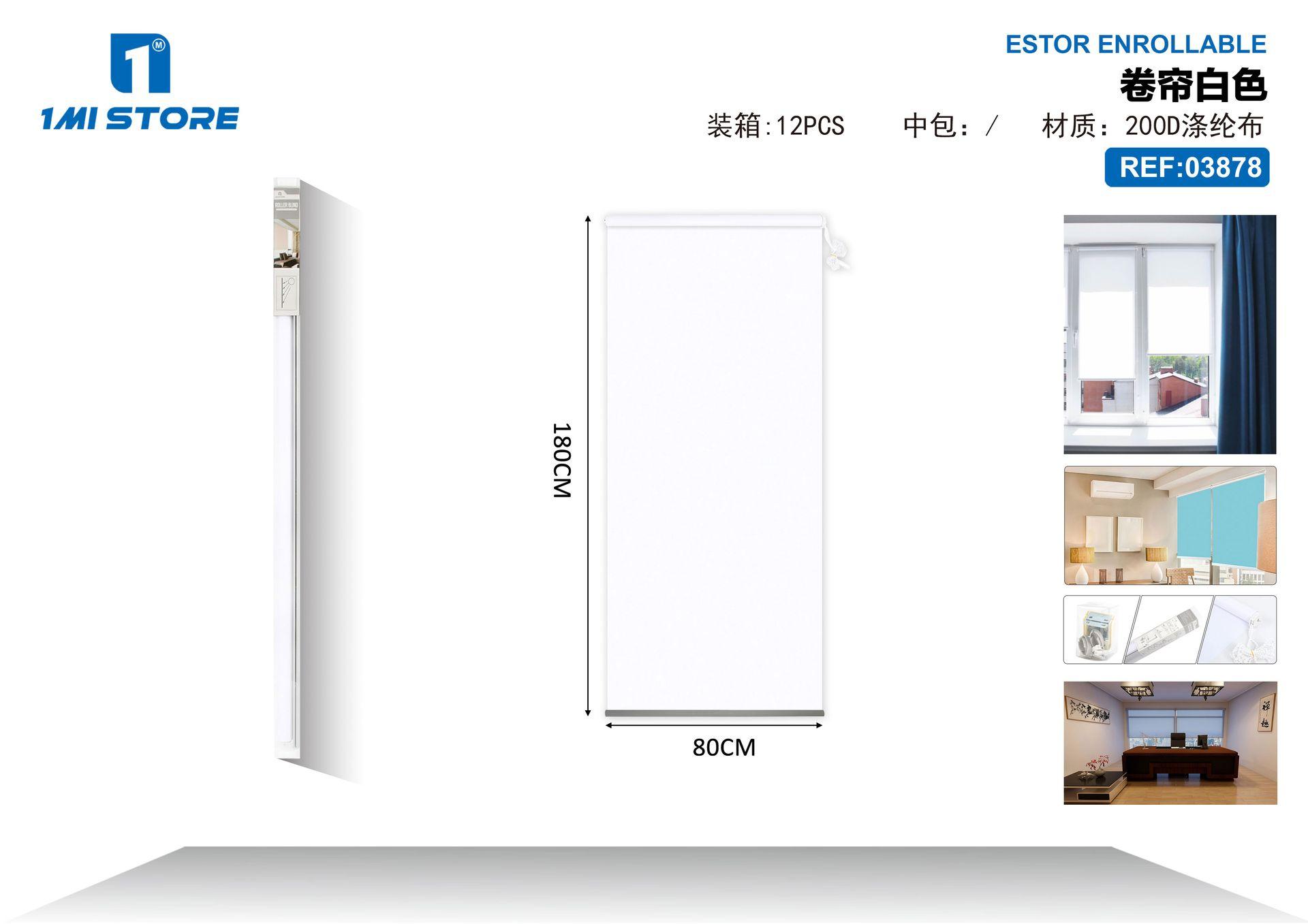 Estores enrollables, 80 × 180 cm, color blanco, modelo 03878