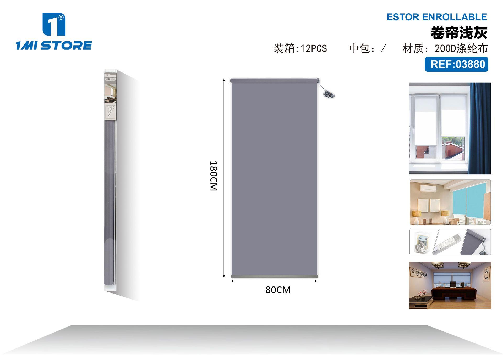 Estores enrollables, 80 × 180 cm, color gris, modelo 03880