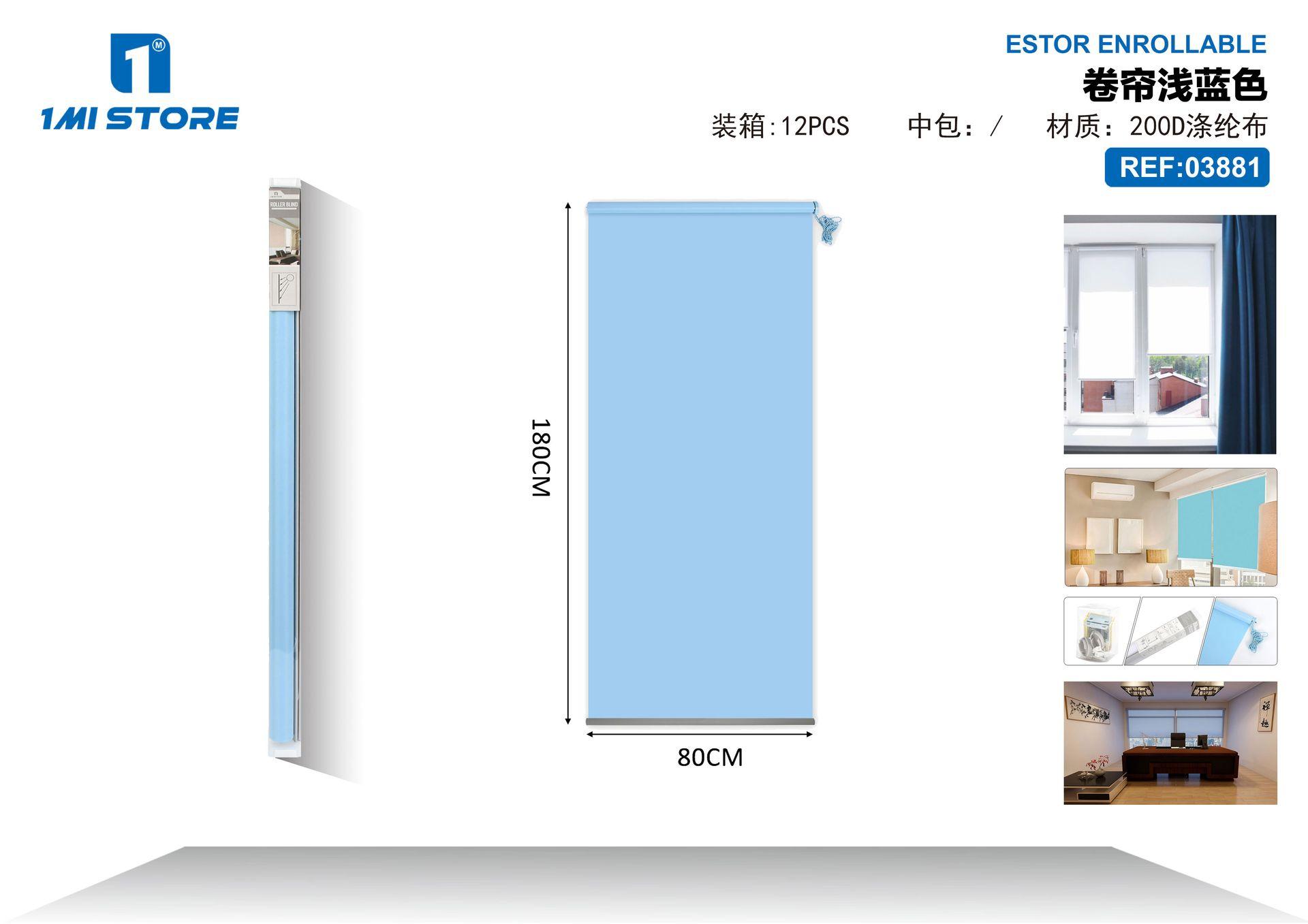 Estores enrollables, 80 × 180 cm, color azul, modelo 03881