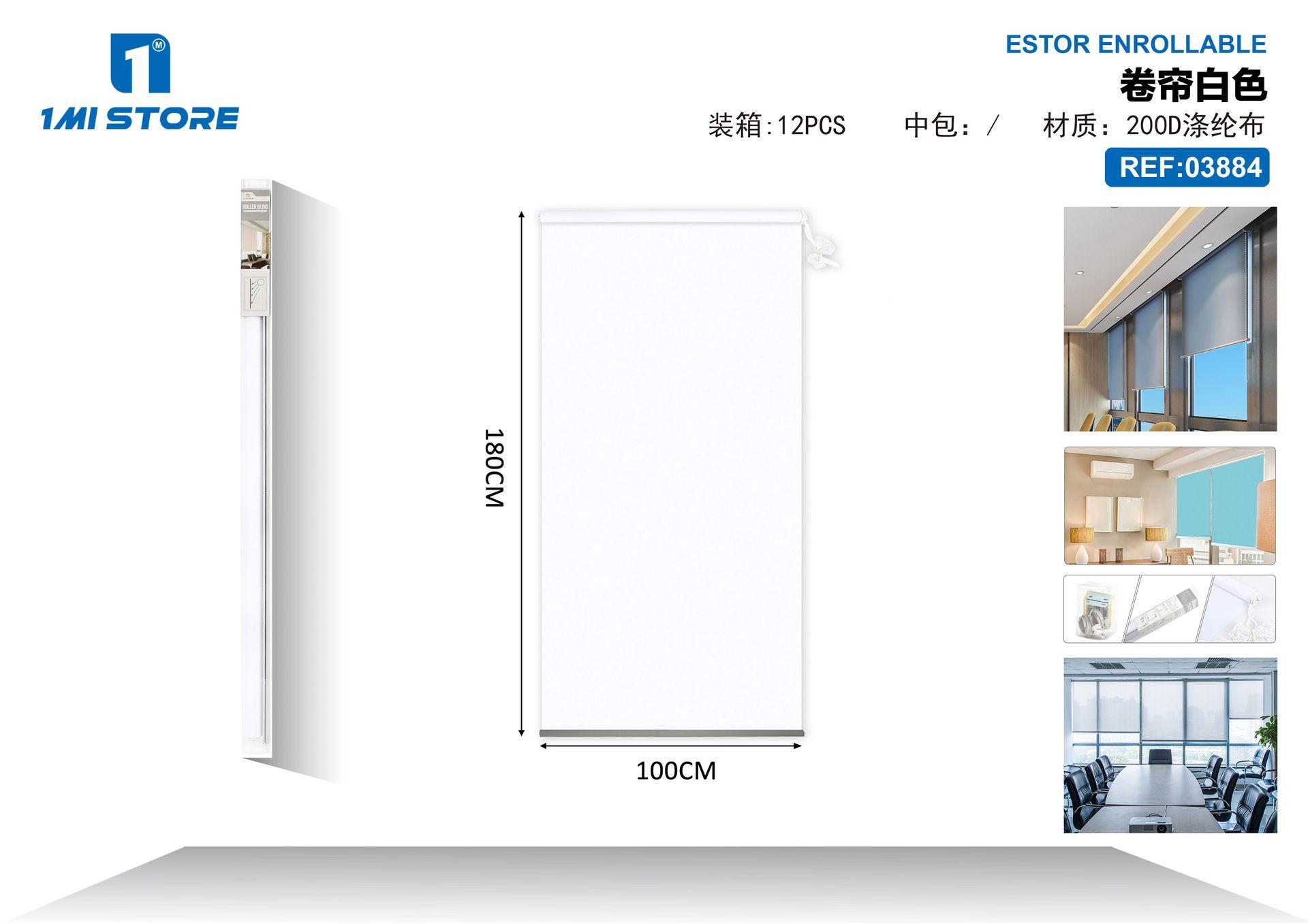 Estores enrollables, 100 × 180 cm, color blanco, modelo 03884