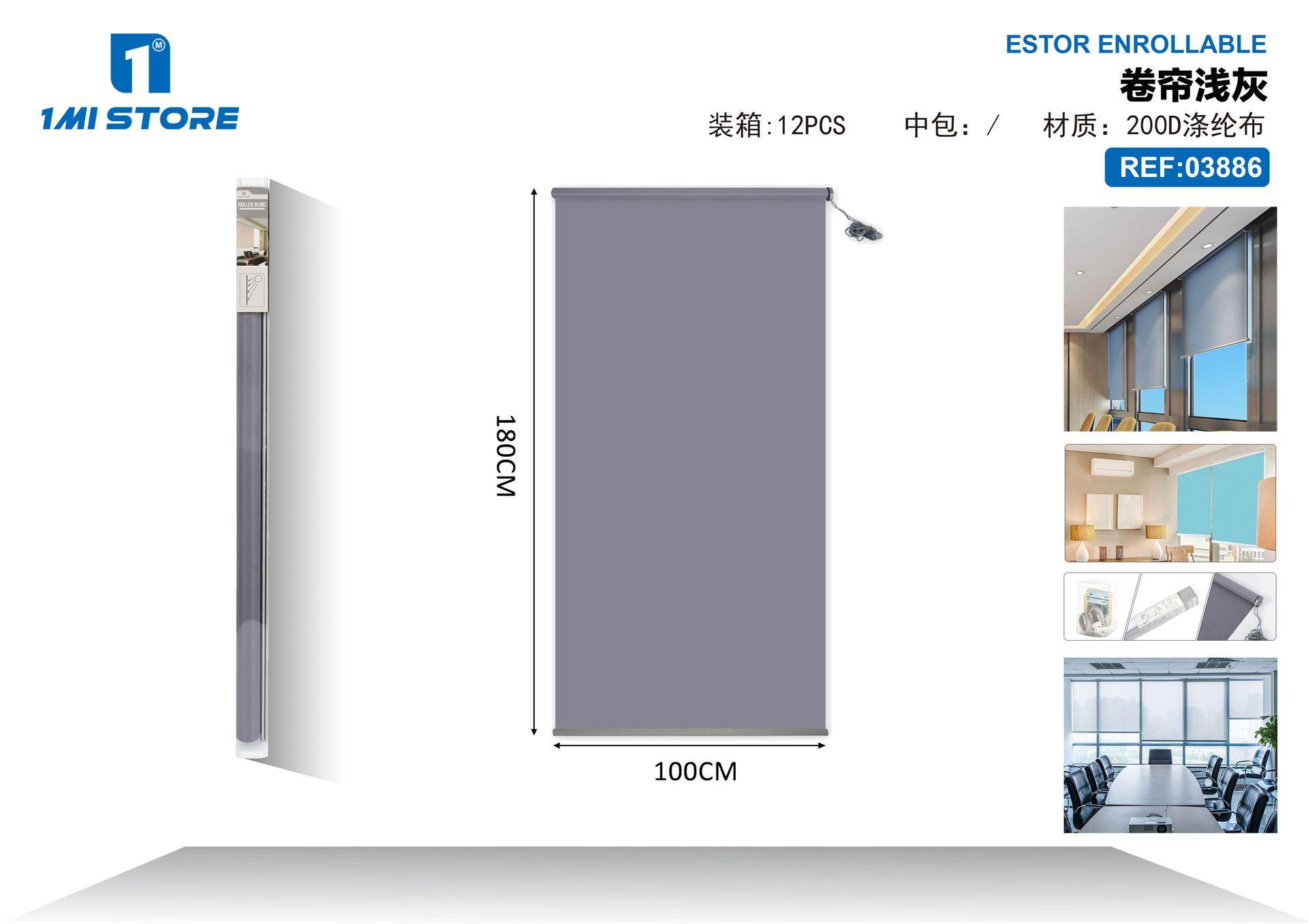 Estores enrollables, 100 × 180 cm, color gris, modelo 03886