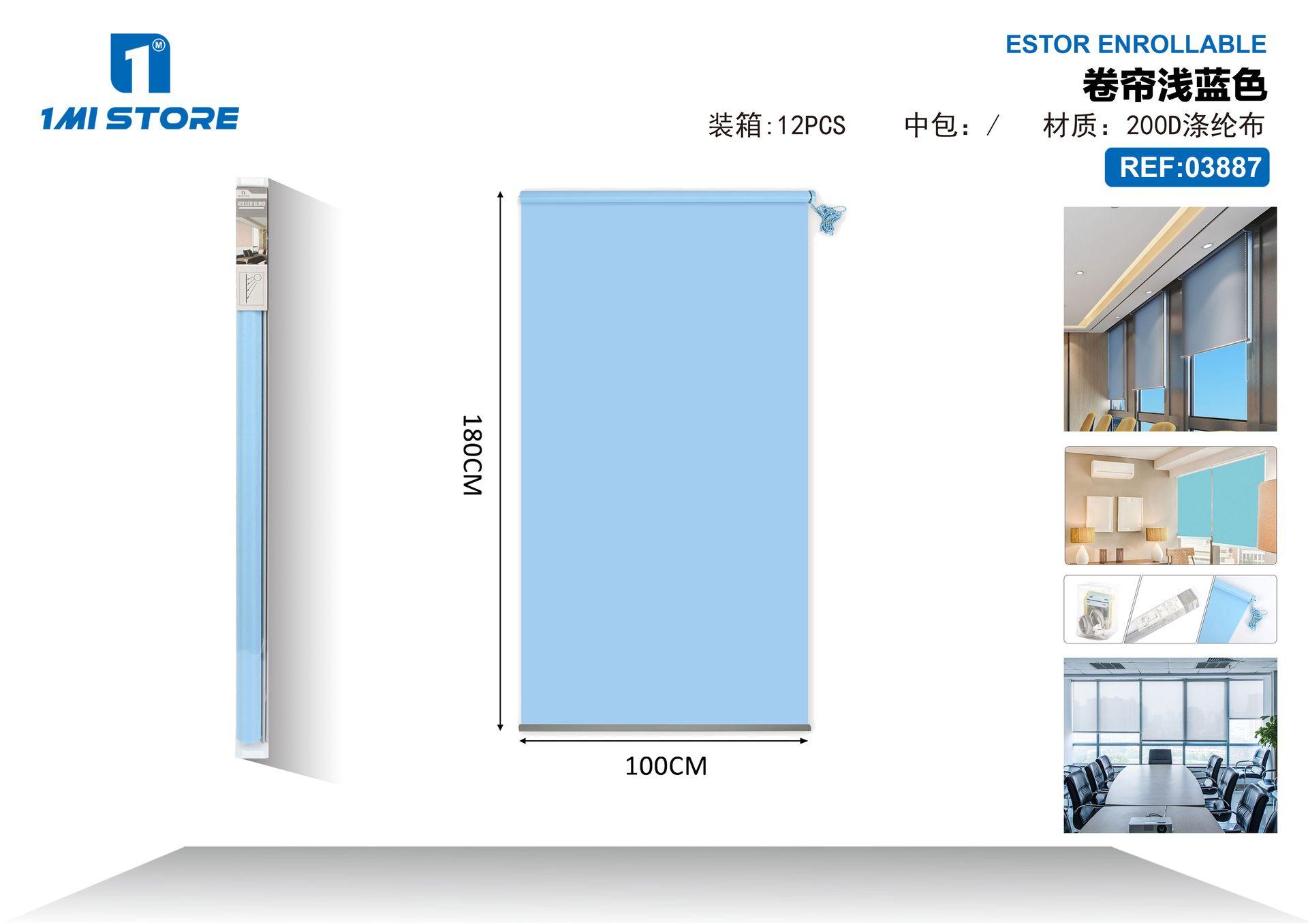 Estores enrollables, 100 × 180 cm, color azul, modelo 03887