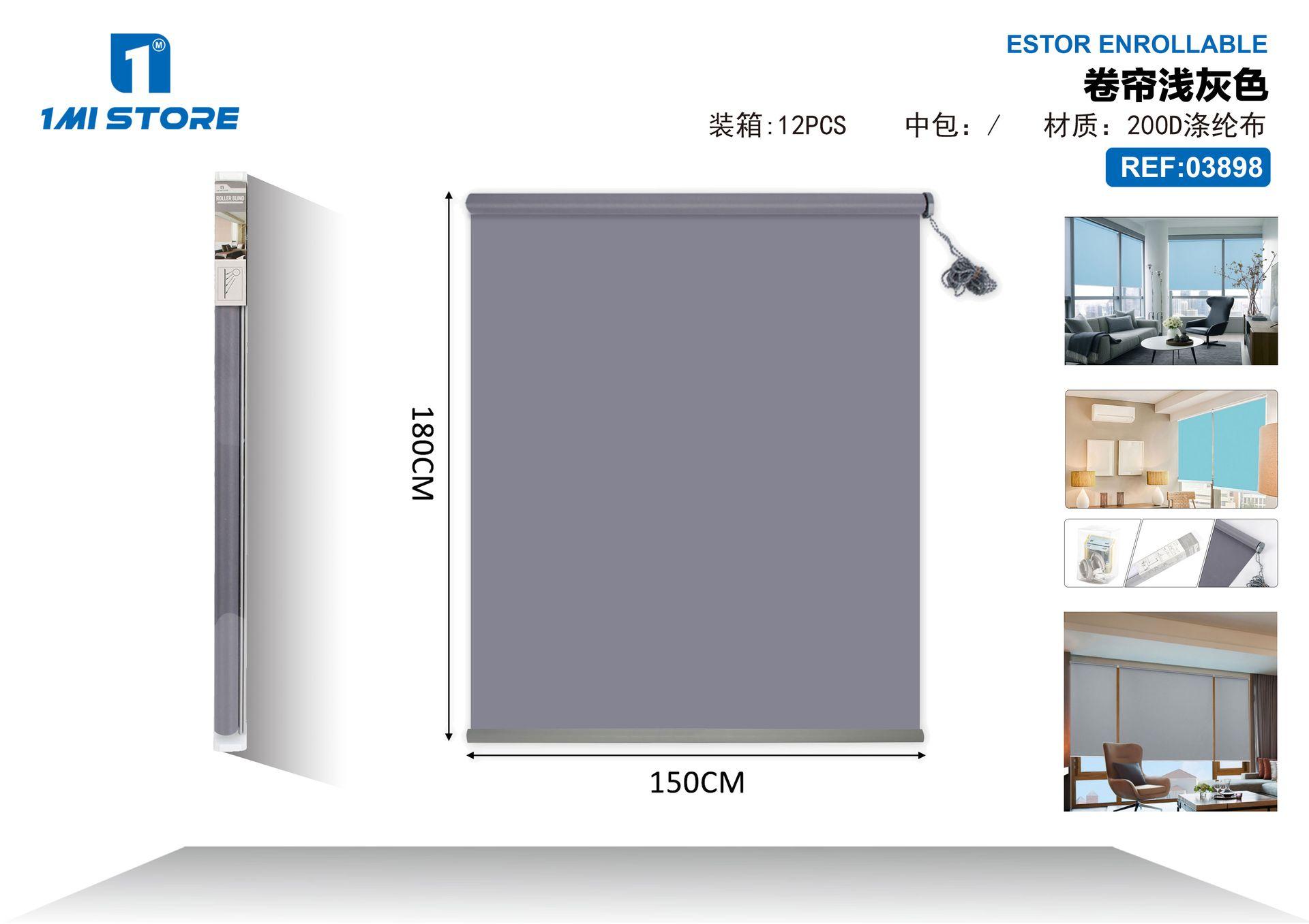 Estores enrollables, 150 × 180 cm, color gris, modelo 03898