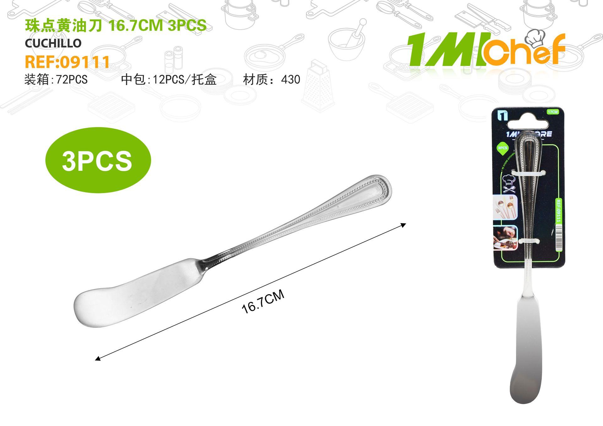 Cuchillo para mantequilla, 16,7 cm, 3 piezas, ref. 09111