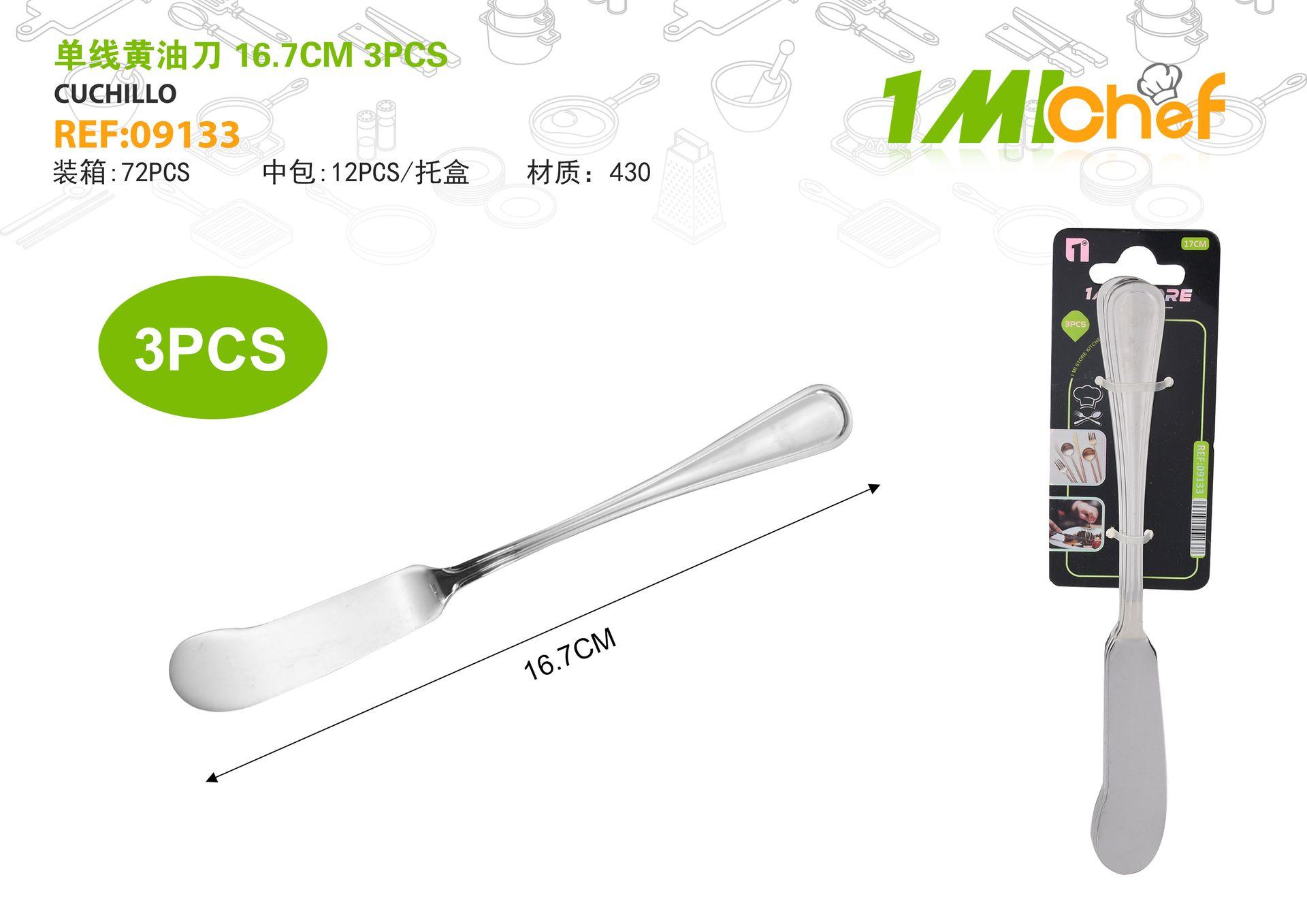 Cuchillo para mantequilla, 16,7 cm, 3 piezas, ref. 09133