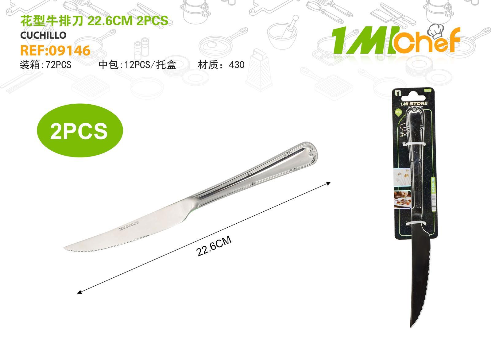 Cuchillo para carne, 22,6 cm, 2 piezas, ref. 09146