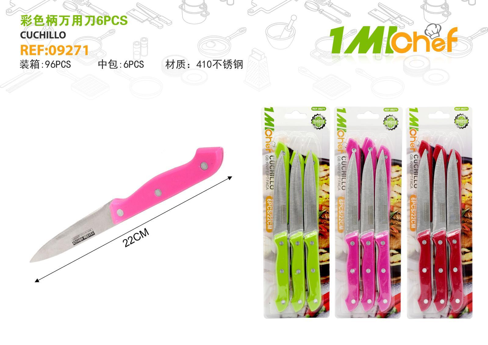 Cuchillo, 6 piezas, color multicolor