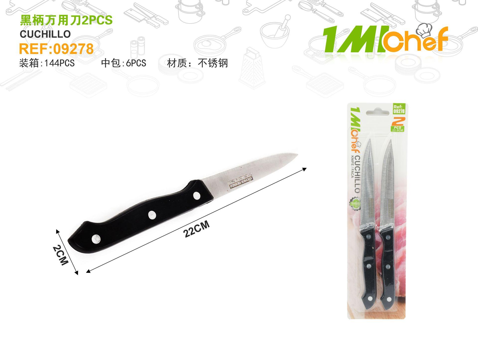 Cuchillo, 2 piezas, color negro