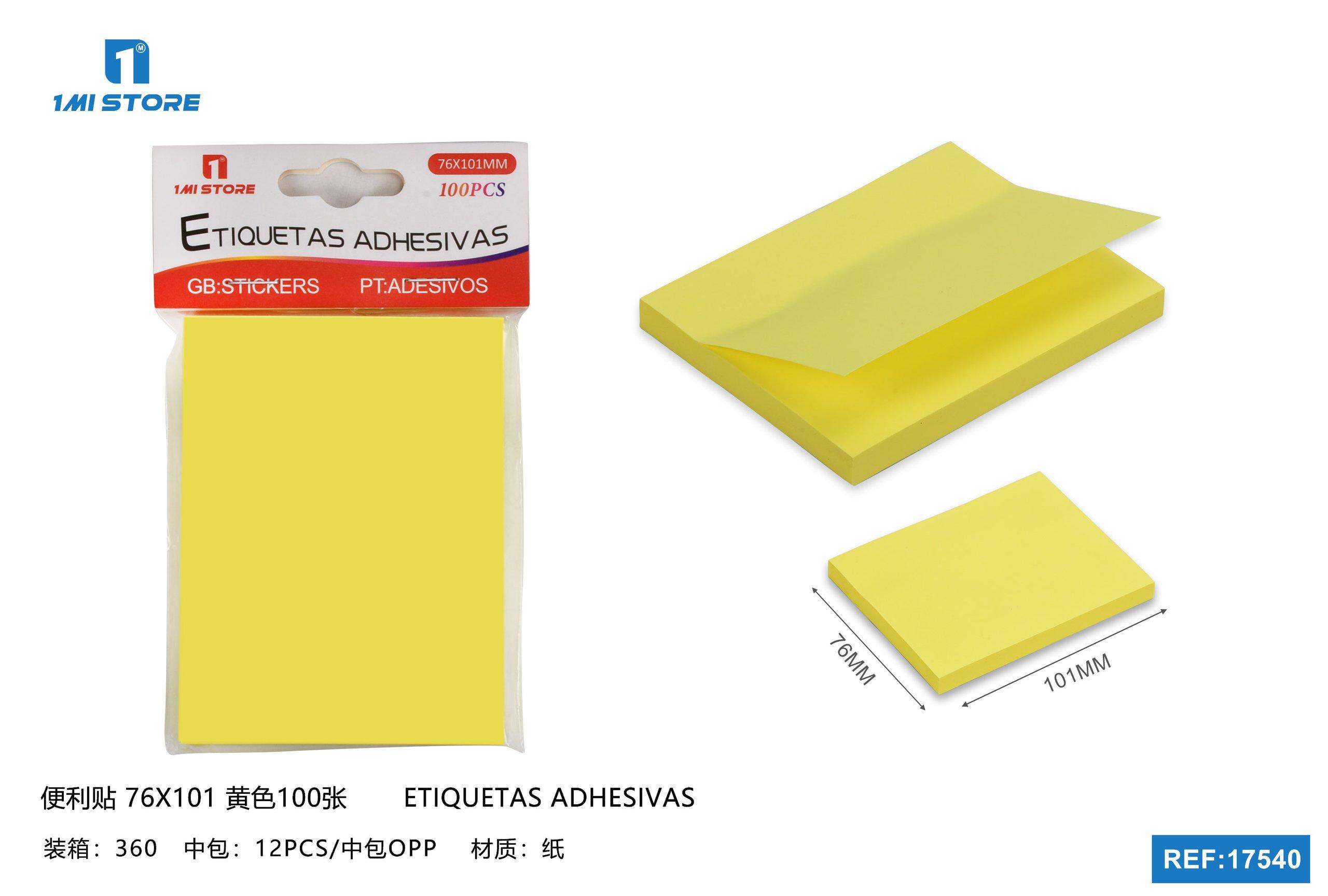 notas adhesivas, 76 × 101, color amarillo