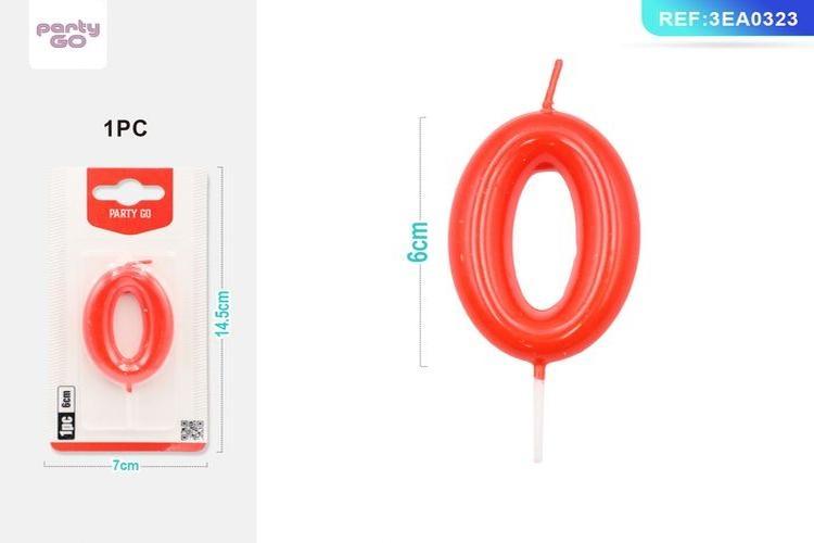 Vela, 6 cm, color rojo, modelo 19726