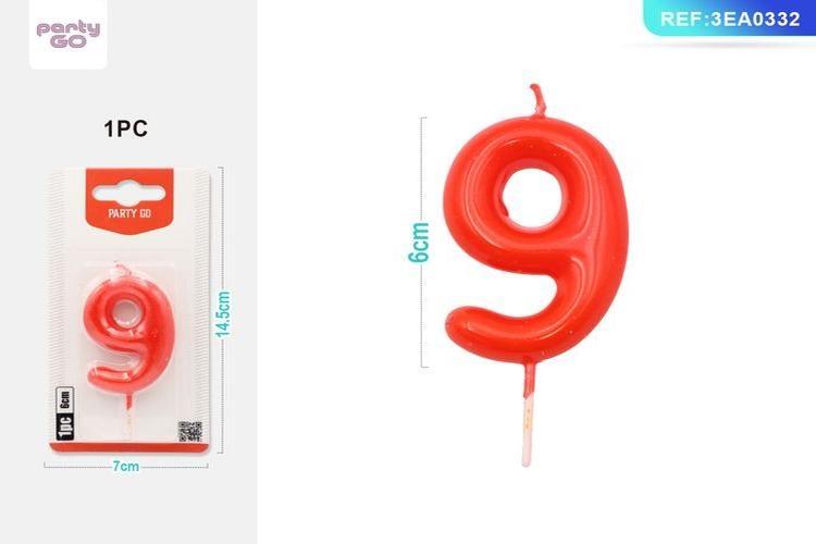 Vela, 6 cm, color rojo, modelo 19735