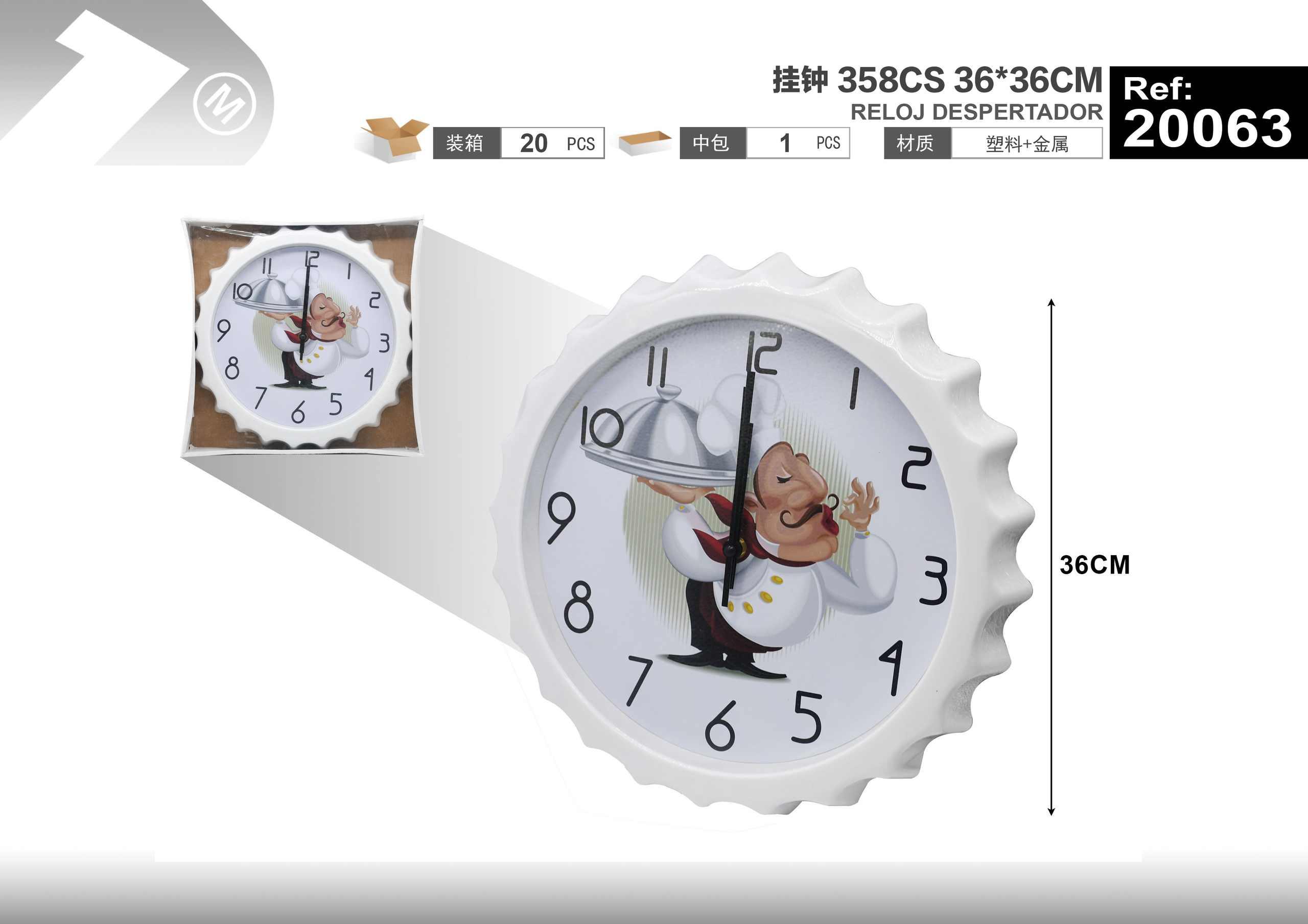 reloj de pared, 36 × 36 cm