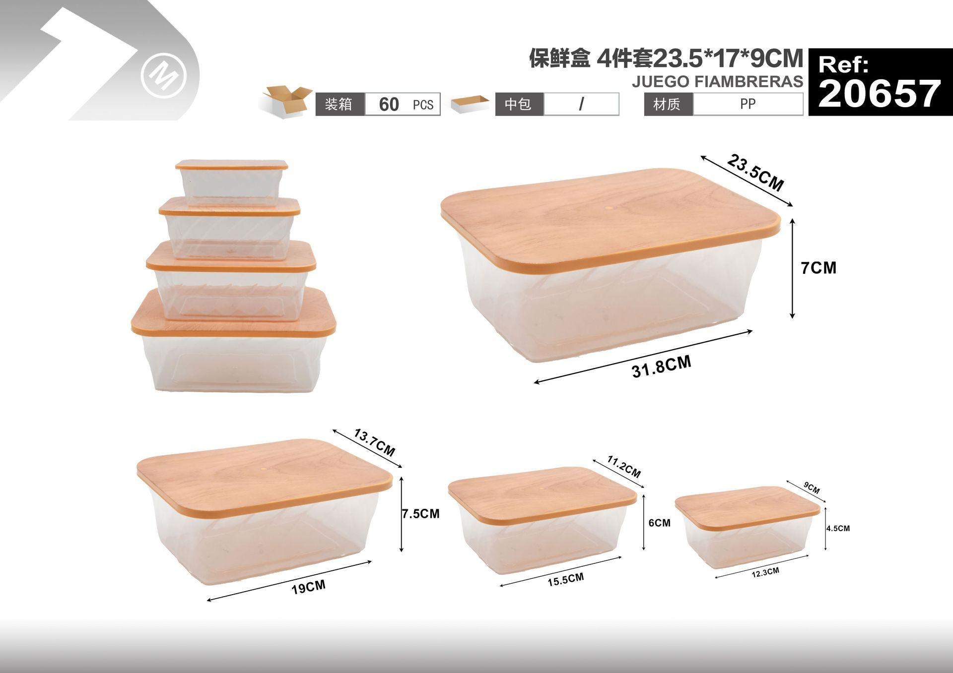 Recipiente para conservar alimentos, 23,5 × 17 × 9 cm, 4 piezas