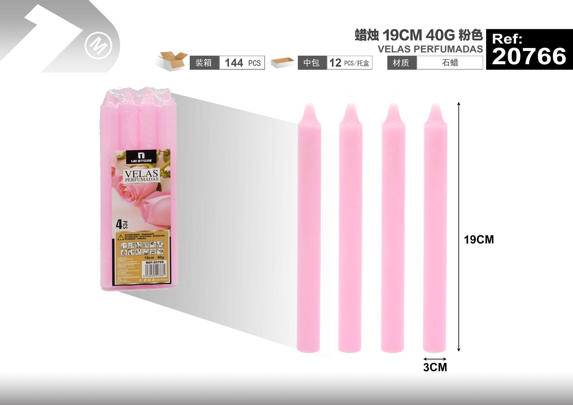 Vela, 19 cm, 40 g, color rosado