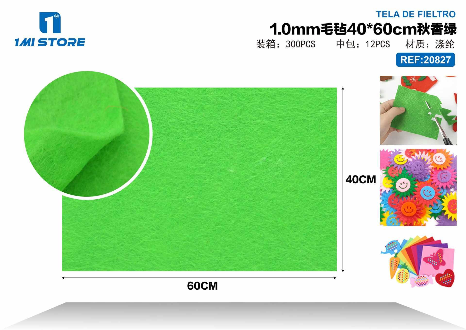 sintió, 40 × 60 cm, 1,0 mm, color verde, modelo 20827