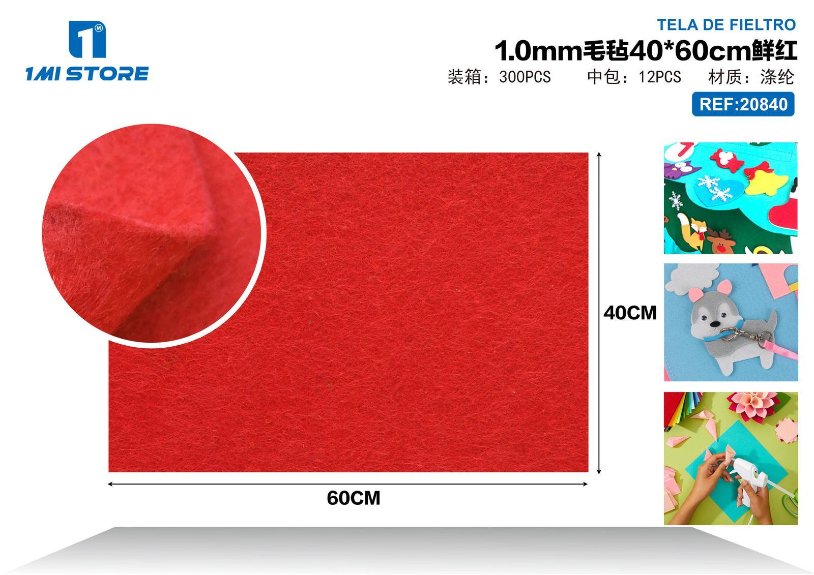 sintió, 40 × 60 cm, 1,0 mm, color rojo, modelo 20840