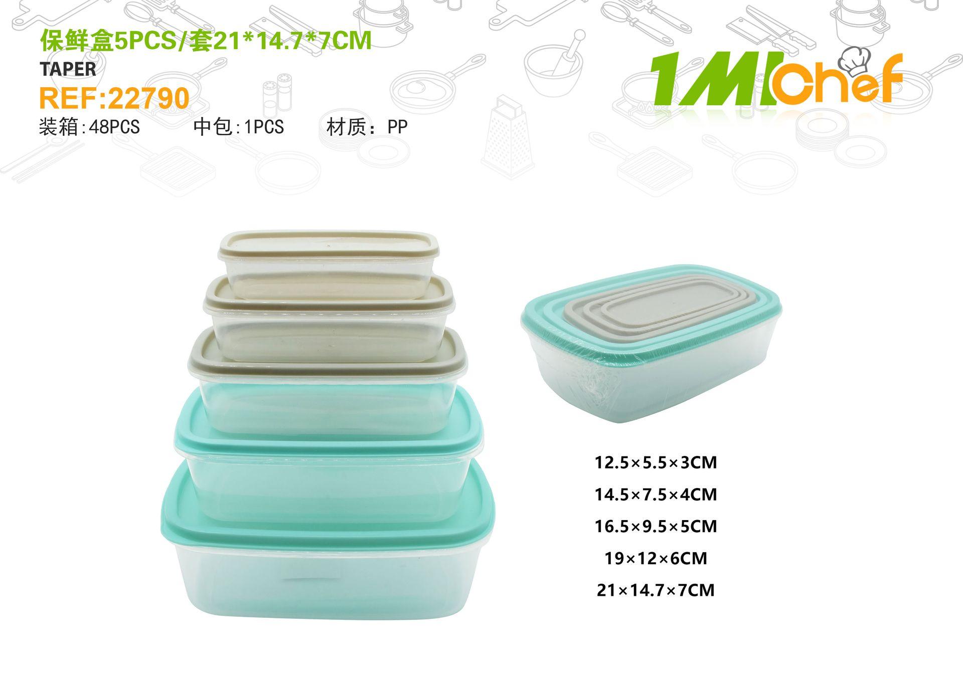 Recipiente para conservar alimentos, 21 × 14,7 × 7 cm, 5 piezas