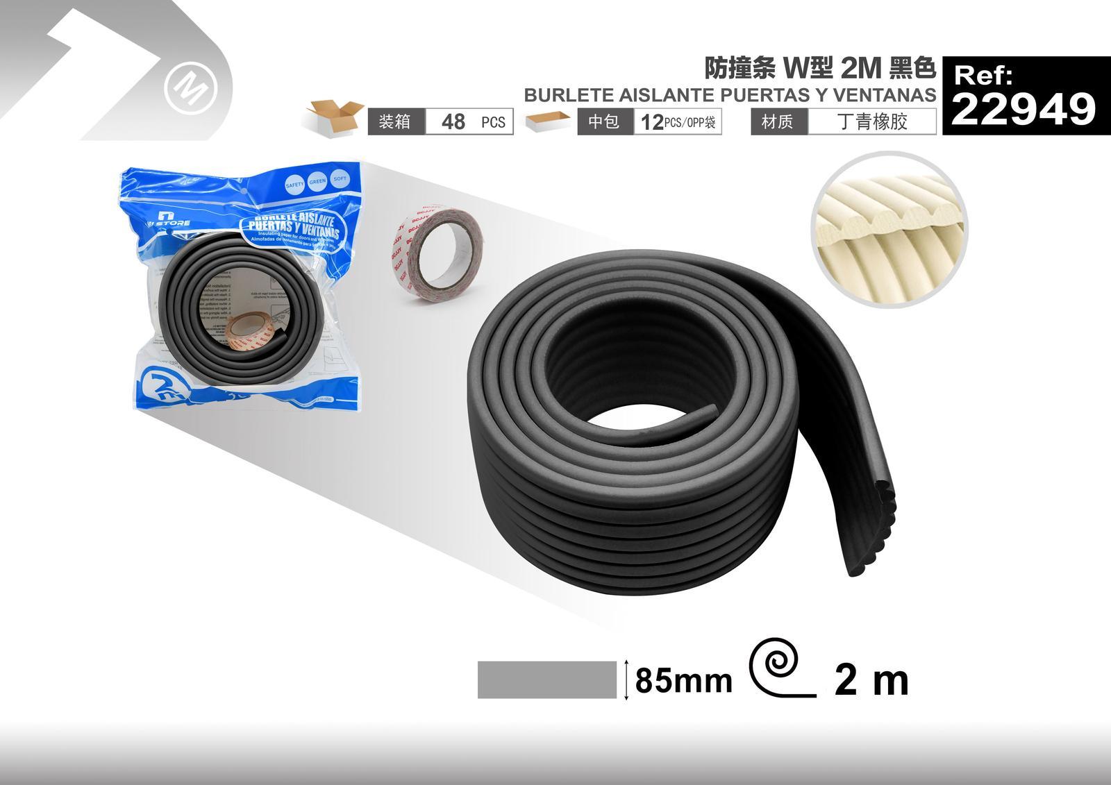 Protector de esquinas, 2 m, color negro