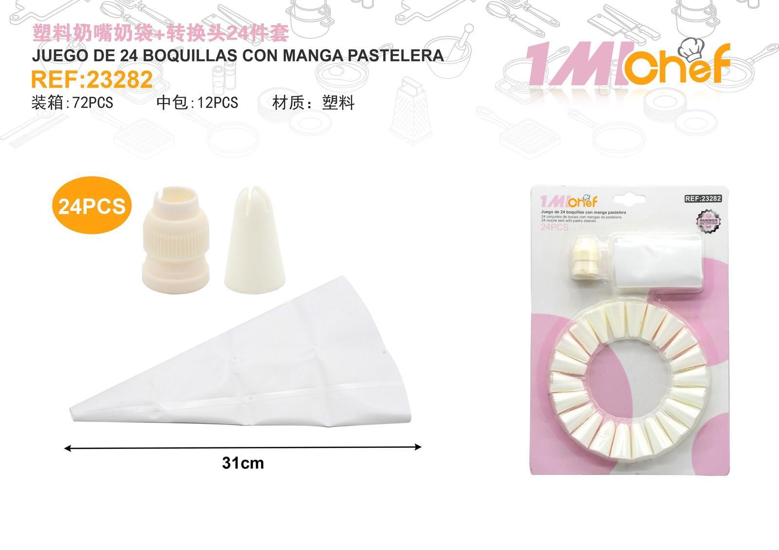 Boquillas y mangas para repostería, 24 piezas